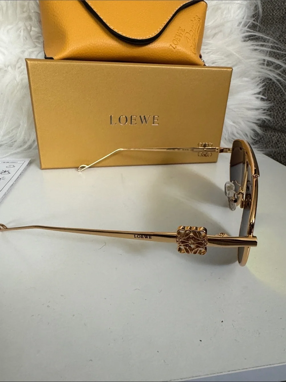 Loewe Gold Frame Sunglasses with Orange-Gold Mirrored Lenses
